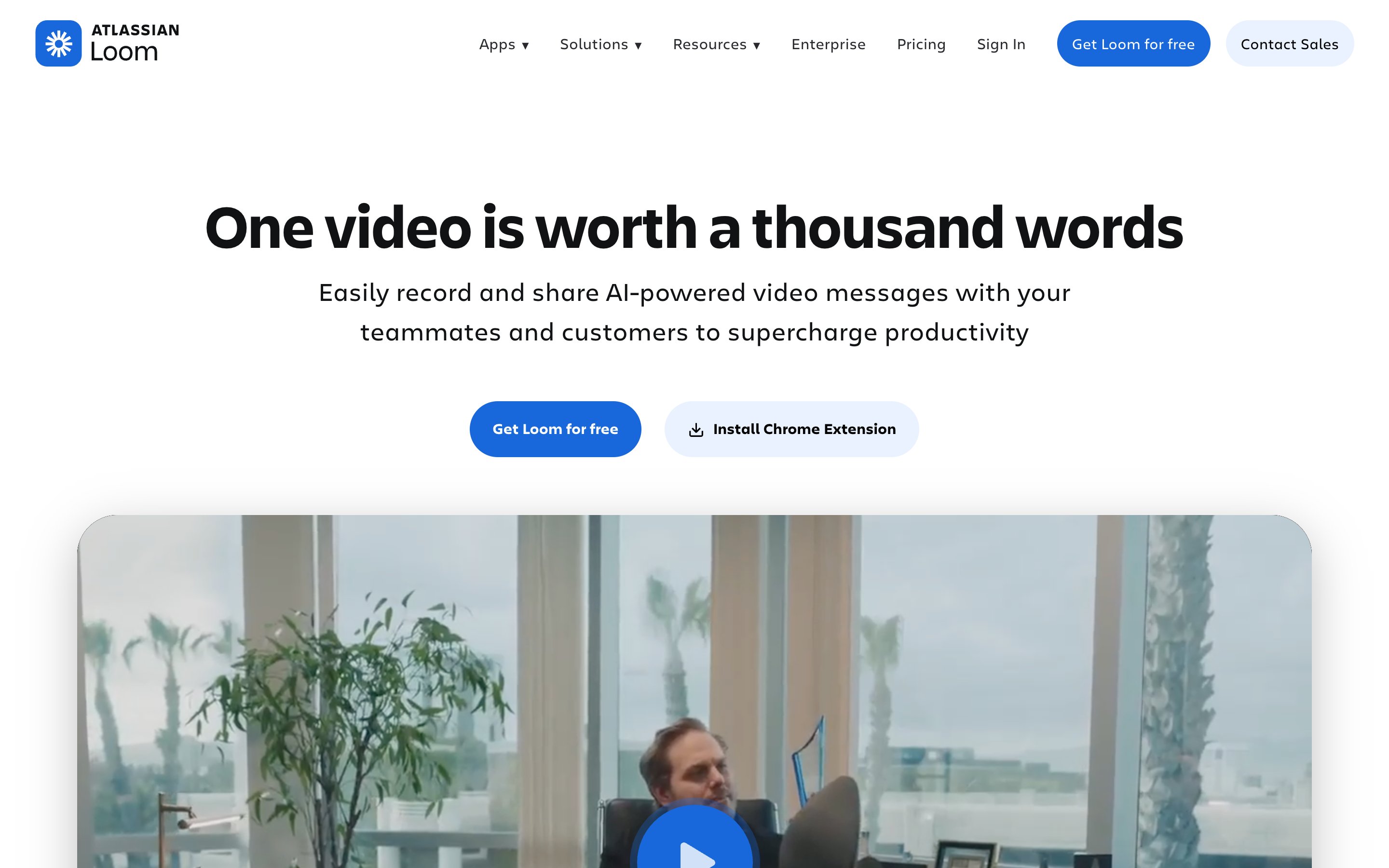 The real Loom homepage: video messaging for work, by Atlassian